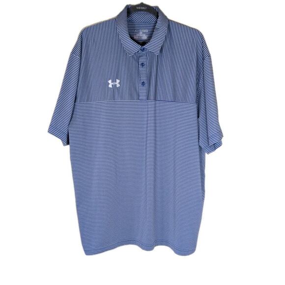 Under Armour Other - Under Armour Performance HeatGear Polo Shirt Mens XXL Blue/Gray Stripe Golf